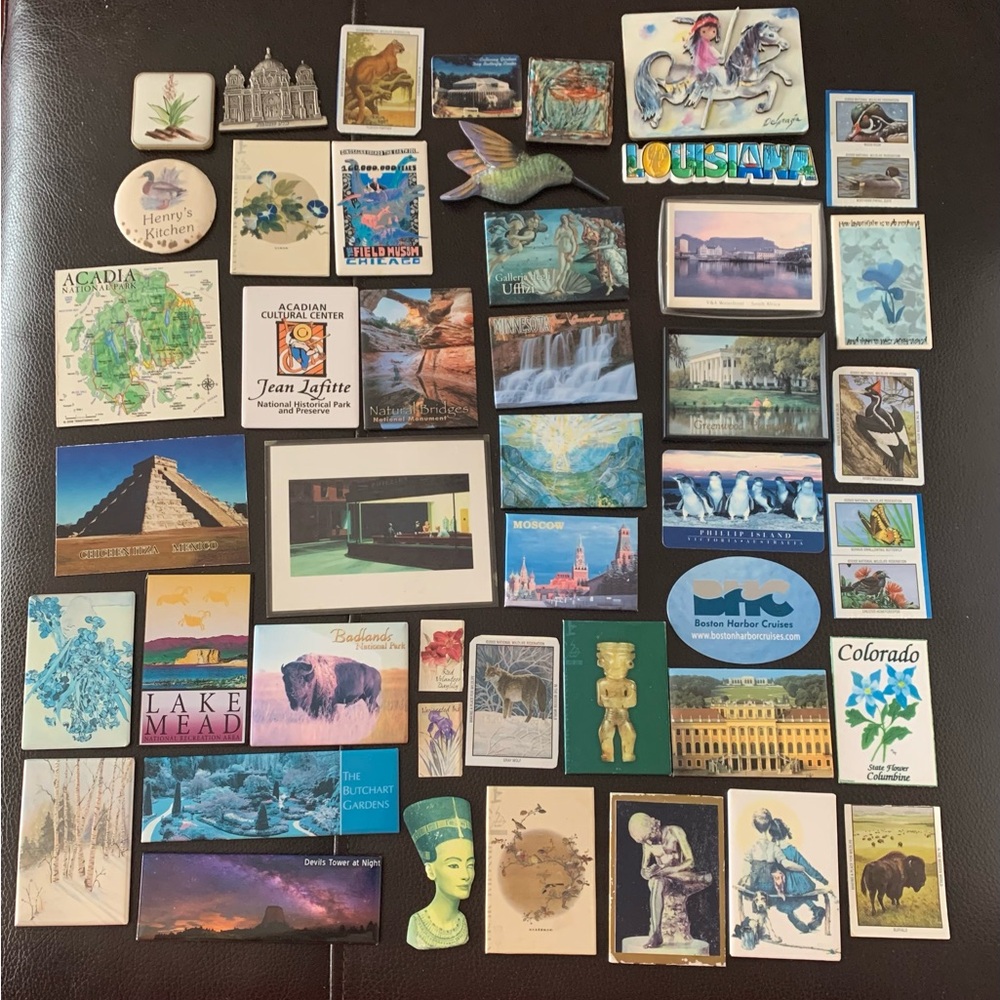 Vintage Souvenir Refrigerator Fridge Magnets Lot Of 45 - NICE ASSORTMENT Read!